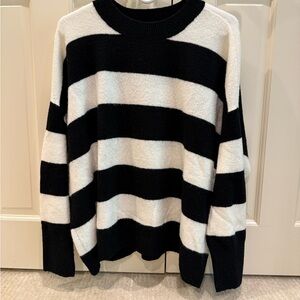 CeCe Bold Striped Black and White Sweater
